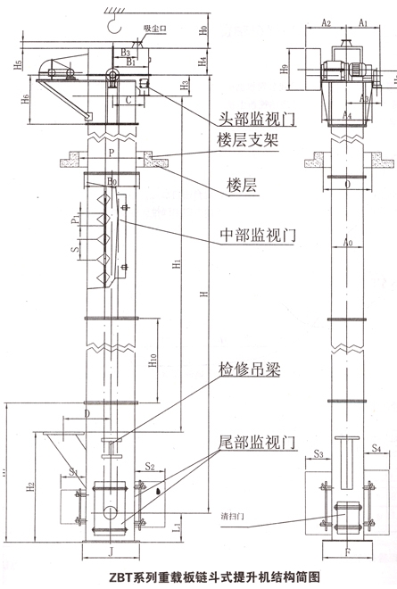 ZBT series heavy-duty plate chain bucket lift